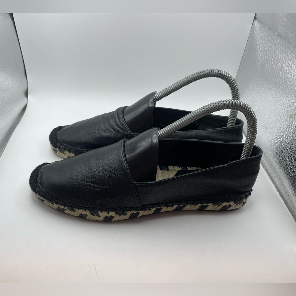 Diane Von Furstenberg Black Leather Espadrille Slip-Ons